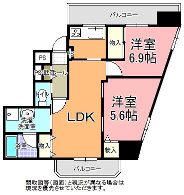リバティ梅香(2LDK/8階)の間取り写真