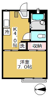フレグランス小金井(1K/2階)の間取り写真