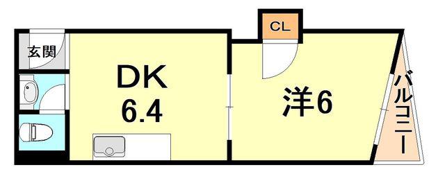 プチシャトー徳井(1DK/3階)の間取り写真