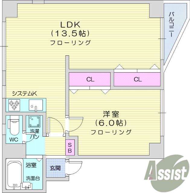 マンションらいらっく(1LDK/2階)の間取り写真