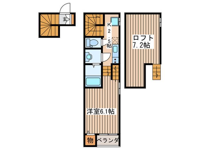 JR仙石線 小鶴新田駅 徒歩8分 2階建 築13年(1K/2階)の間取り写真