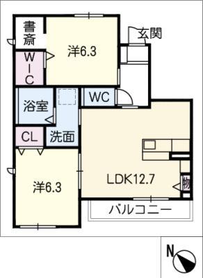YOUR MAISONはなみずき(2LDK/2階)の間取り写真