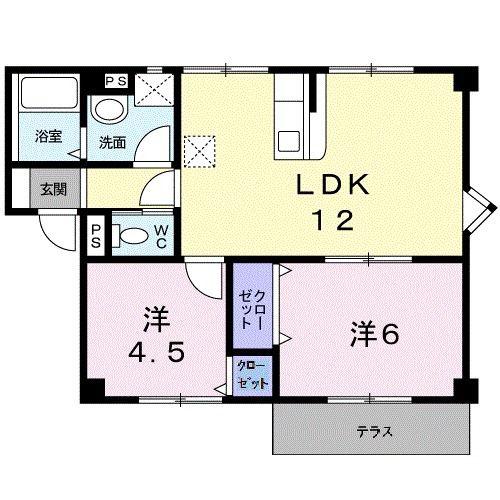 プラドール山下(2LDK/1階)の間取り写真
