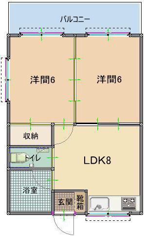 プライムハウス(2DK/2階)の間取り写真