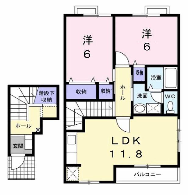 ステイブル(2LDK/2階)の間取り写真