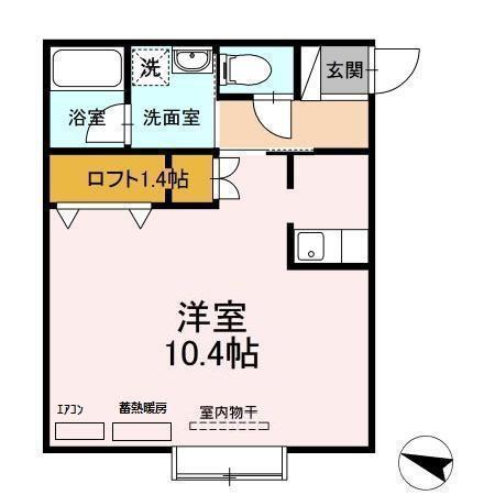 ヨーロピアンシャレーサライ21(ワンルーム/2階)の間取り写真