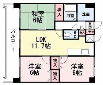 FARO戸畑駅前マンション(3LDK/11階)の間取り写真