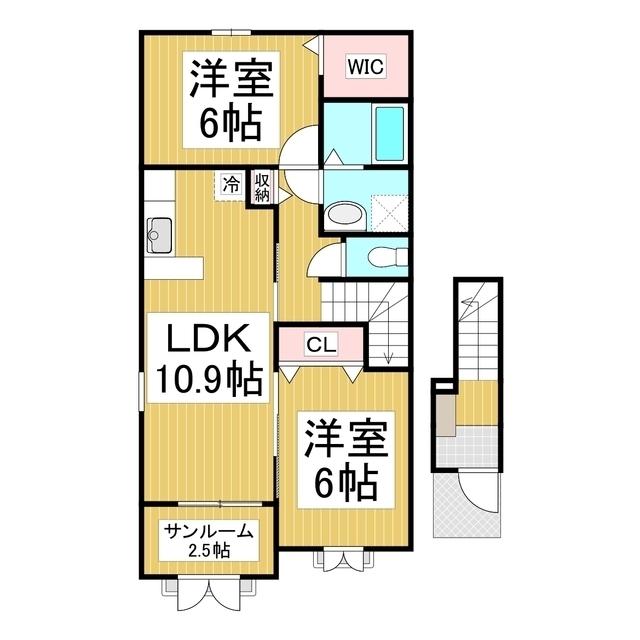 グラシア K(2LDK/2階)の間取り写真