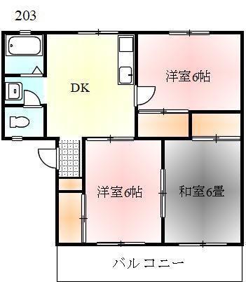 メゾンエコー(3DK/2階)の間取り写真