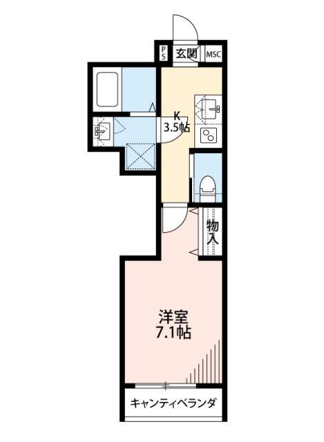 ヴィラ南浦和(1K/3階)の間取り写真