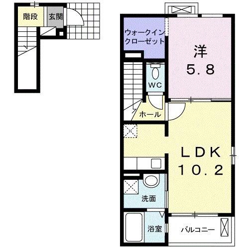アリエスセレネ(1LDK/2階)の間取り写真