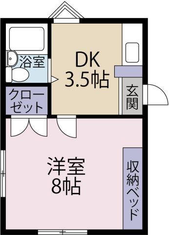 論田レインボーハイツ(1K/2階)の間取り写真