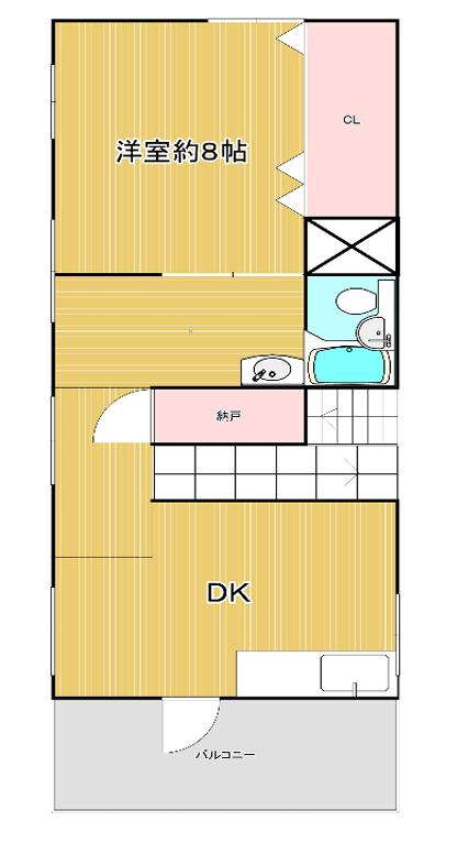 中上ハイツ(1DK/4階)の間取り写真