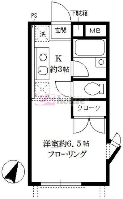 エスポワールM(1K/1階)の間取り写真