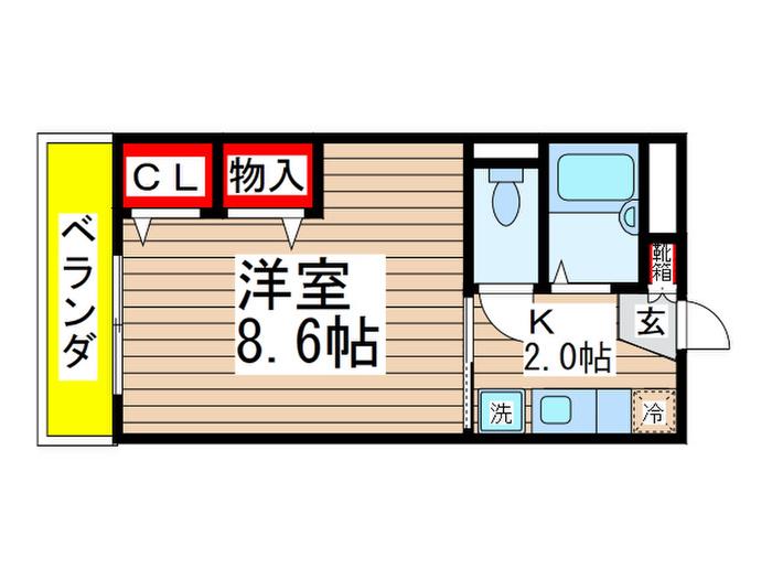 カサベルデ新検見川3(1K/2階)の間取り写真