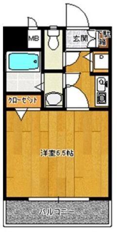 ロマネスク下到津(1K/9階)の間取り写真