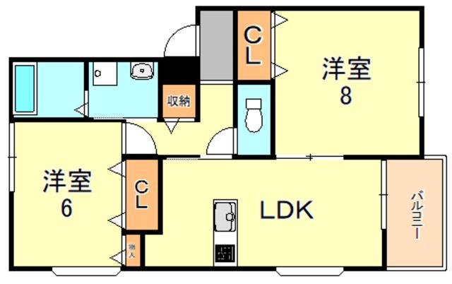 リヴェール123(2DK/1階)の間取り写真