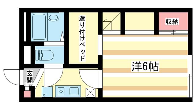 ロイヤルSK指柳(1K/1階)の間取り写真