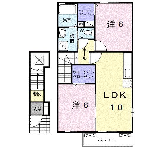 ブリーゼI(2LDK/2階)の間取り写真