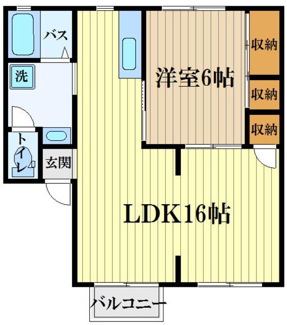 メゾンサンライズ(1LDK/2階)の間取り写真