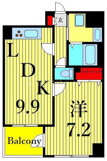プリム ヴェール蔵前(1LDK/4階)の間取り写真