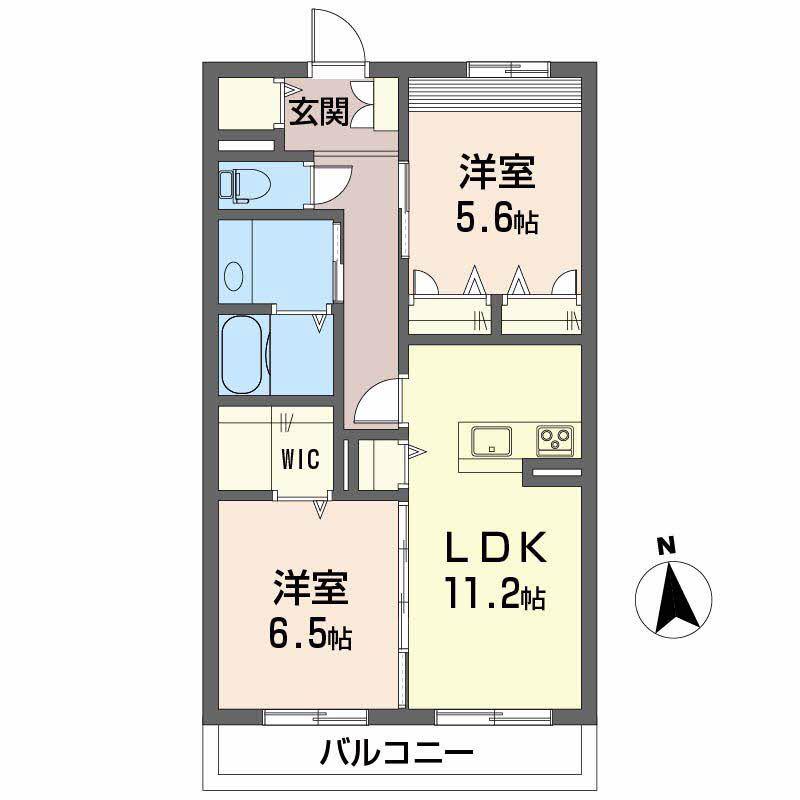 クオレール針田(2LDK/2階)の間取り写真