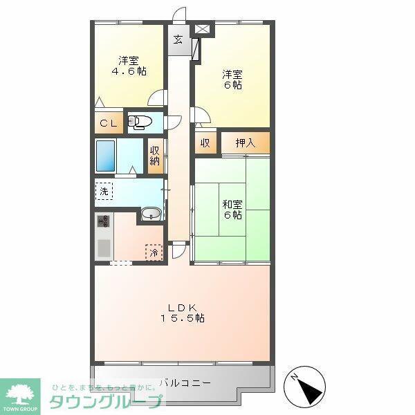 エレガンス春日部(3LDK/4階)の間取り写真
