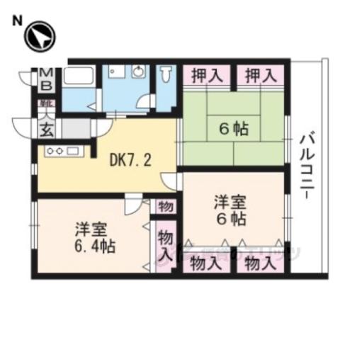 パレス花園(3DK/2階)の間取り写真
