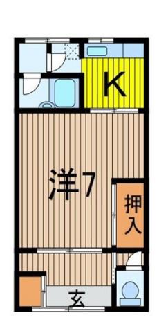 浦和彩々(1K/1階)の間取り写真