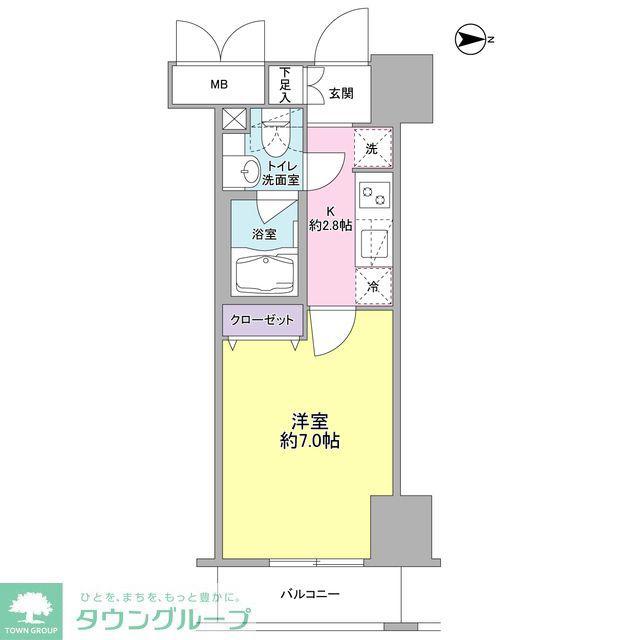 コンフォリア西蒲田(1K/5階)の間取り写真