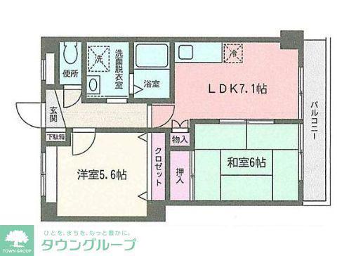 プランドールマンション(2LDK/3階)の間取り写真