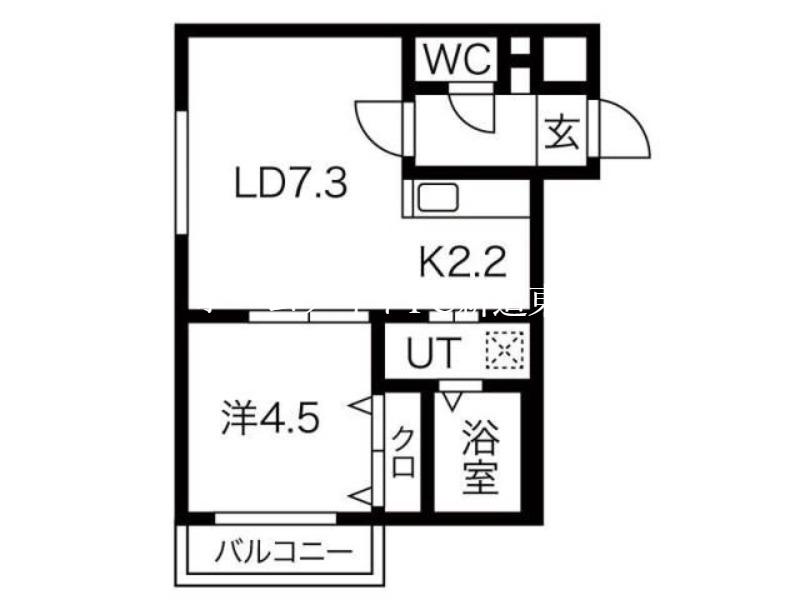 ガレドロータス(1LDK/2階)の間取り写真