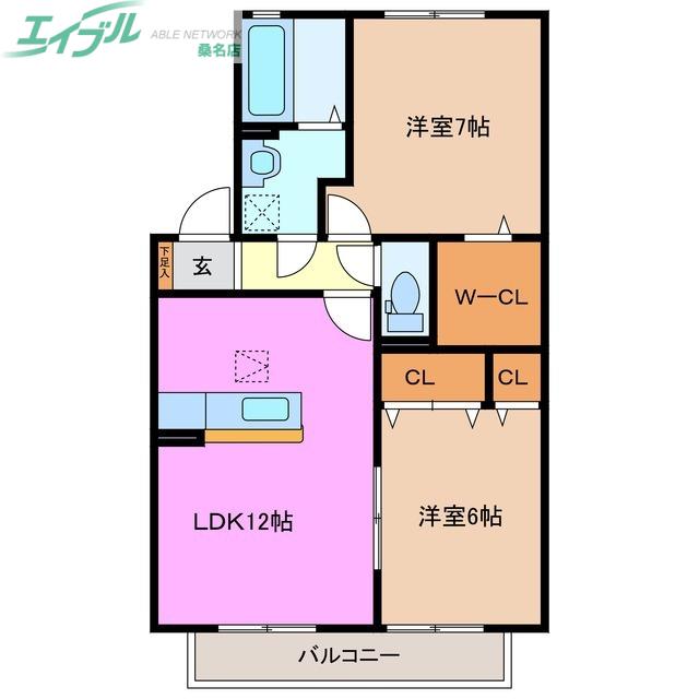アフロディーテ(2LDK/2階)の間取り写真