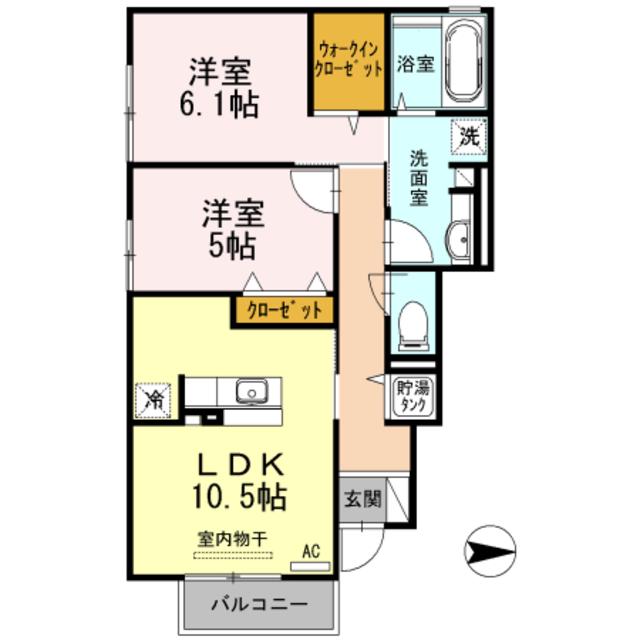 クレール西脇(2LDK/1階)の間取り写真