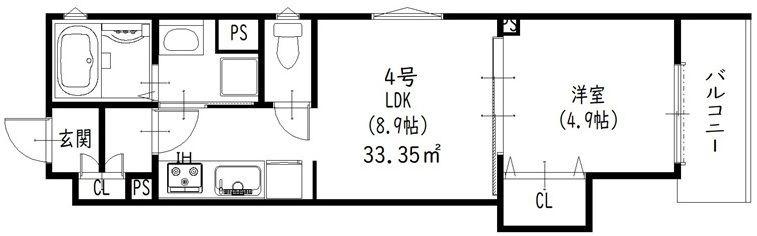 ラモーナ出口(1LDK/1階)の間取り写真