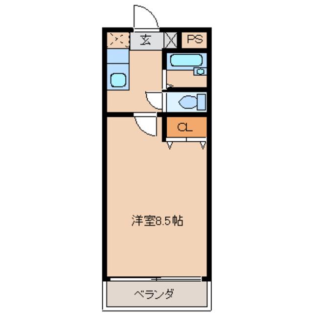 ベルロード(1K/2階)の間取り写真