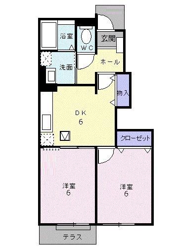 サンシャインマキA棟(2DK/1階)の間取り写真