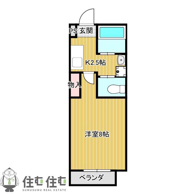 DIAS TOWN大清水(1K/2階)の間取り写真