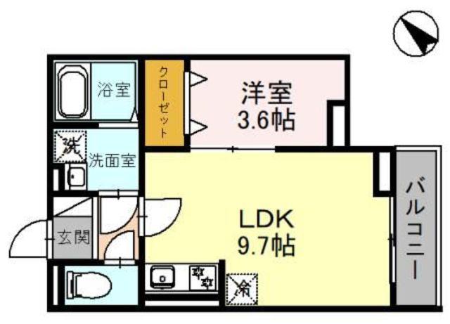 セレスティア白子 I(1LDK/3階)の間取り写真