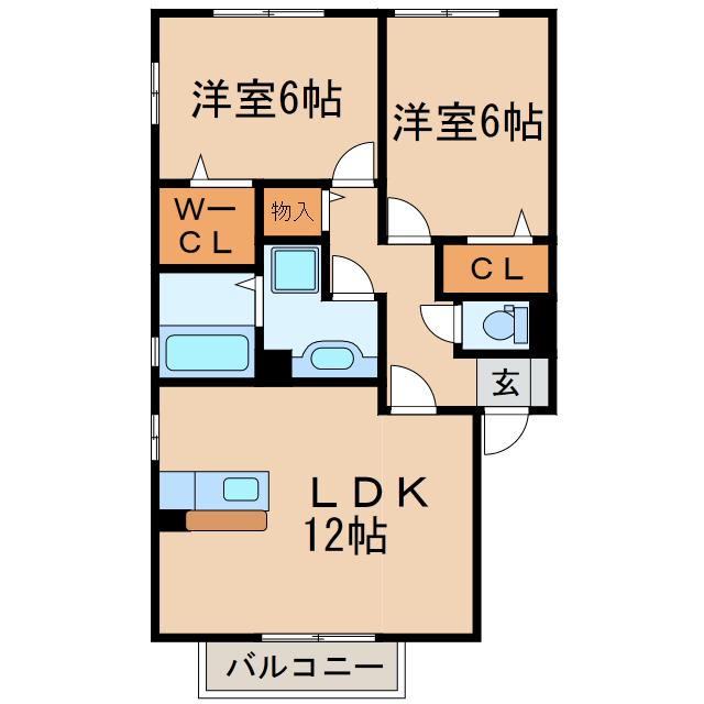 シャンビーブル(2LDK/2階)の間取り写真