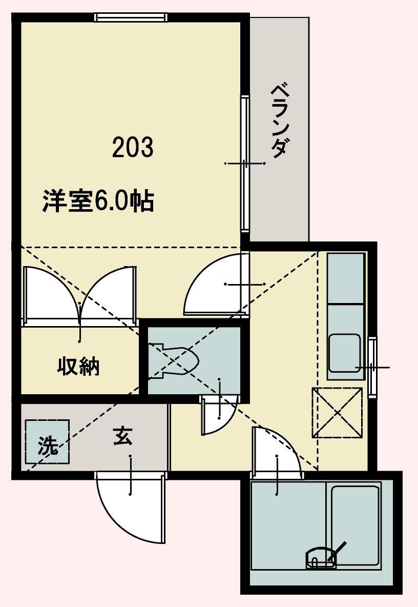 東武東上線 和光市駅 徒歩12分 2階建 築30年(1K/2階)の間取り写真