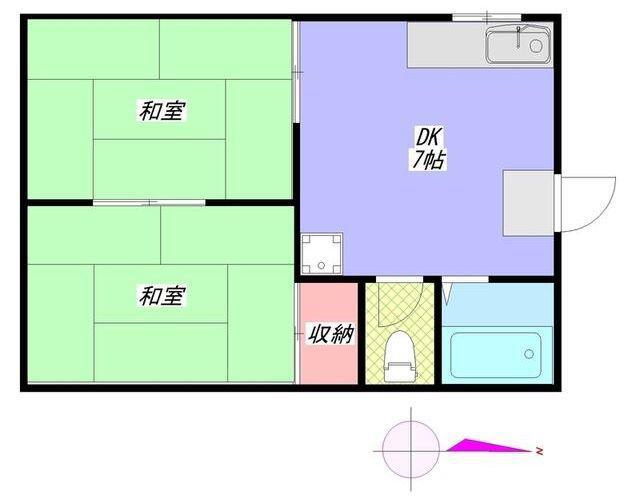 グリーンハイツ(2DK/1階)の間取り写真
