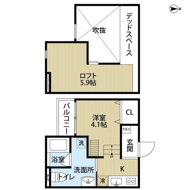 AIRCITYエアシティ(ワンルーム/1階)の間取り写真