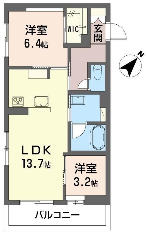 ヴェルジェ・ミリュー(2LDK/3階)の間取り写真