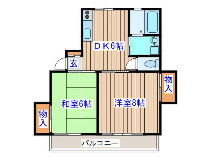 カーサあだち2号(2DK/2階)の間取り写真