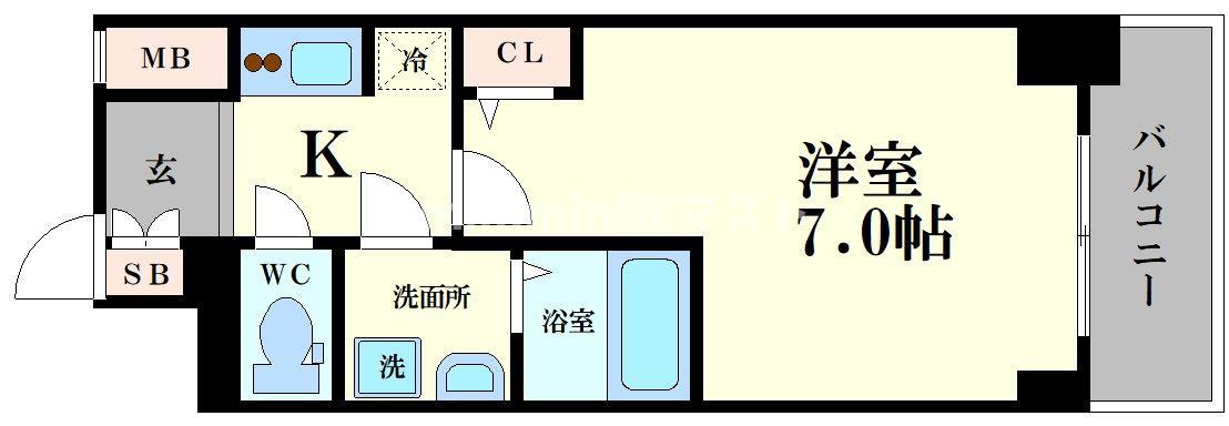 S-RESIDENCE福島ALOVITA(1K/10階)の間取り写真
