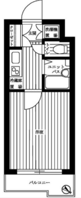 ルーブル恵比寿サウスガーデン(1K/2階)の間取り写真