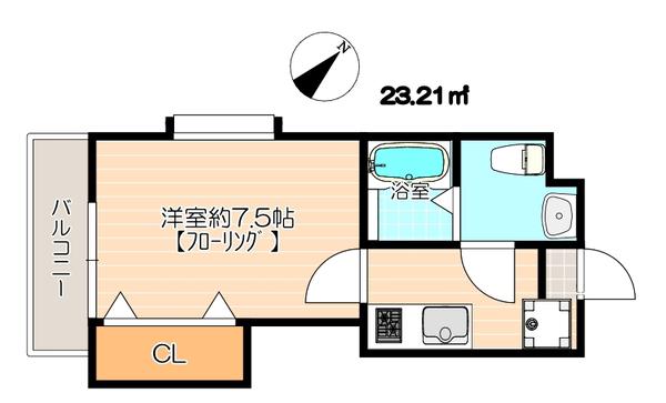 リテラ井尻(1K/3階)の間取り写真