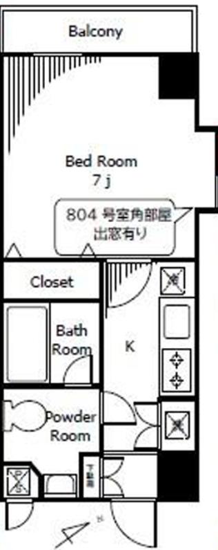 HUMANハイム蔵前(1K/8階)の間取り写真
