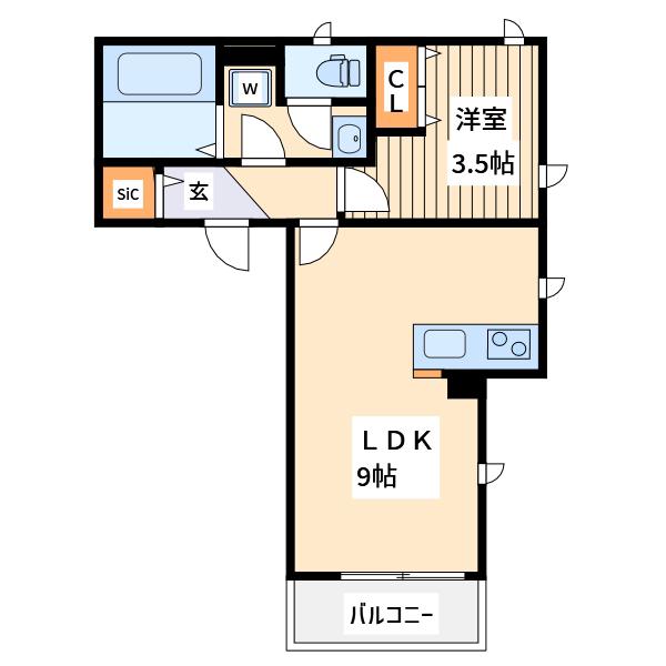 グランフェリシア(1LDK/2階)の間取り写真